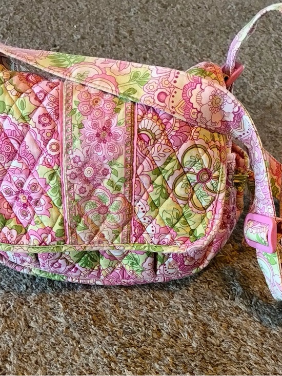 Vera Bradley Handbags - Vera Bradley Pink Green Floral Quilted Crossbody Bag, wallet and makeup bag set